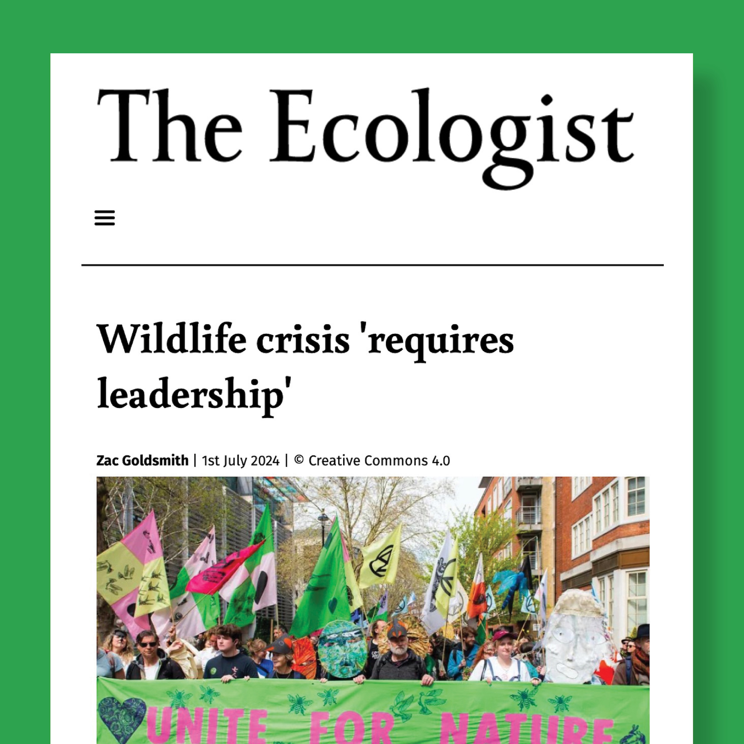 Leveraging global media to transform nature financing